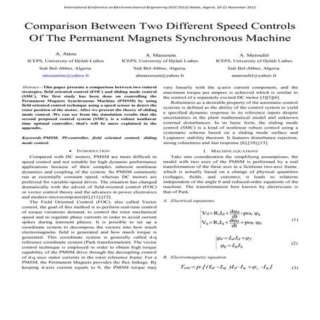 Comparison Between Two Different Speed Controls Of The Permanent Magnets Sync...