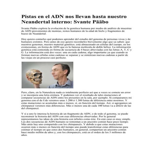 Pistas en el adn nos llevan hasta nuestro neandertal interno