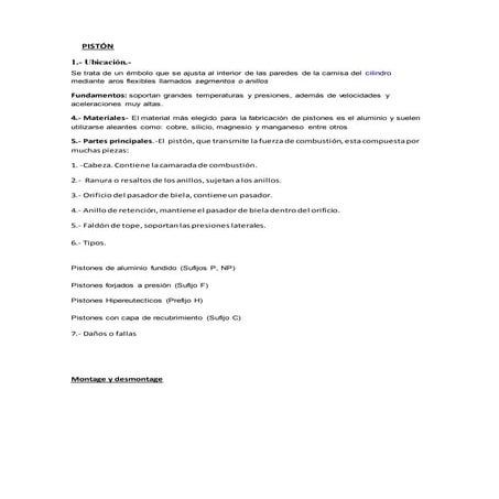 Pistón maquinaria pesada