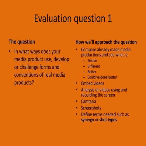 Pitch - Approaching the Evaluation Questions