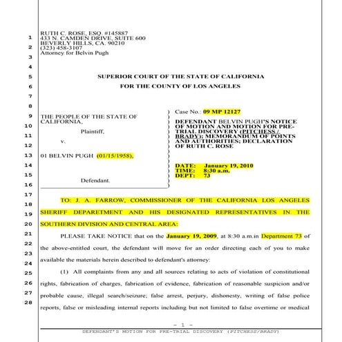 Pitchess motion belvin | DOC