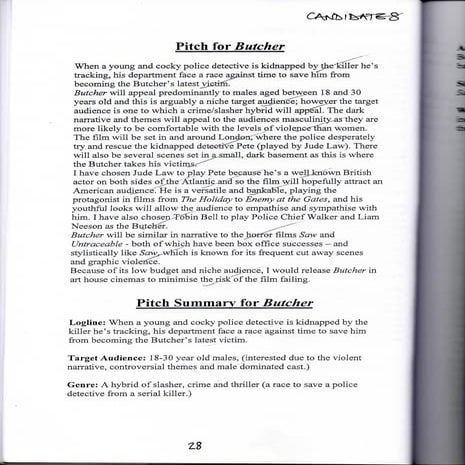 GCSE Film Studies: Pitch examples