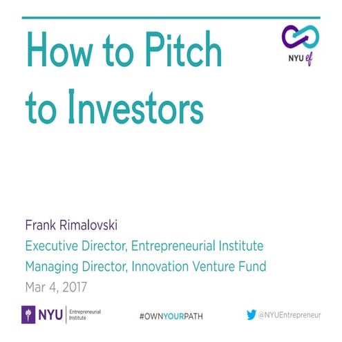 How to Pitch to Investors