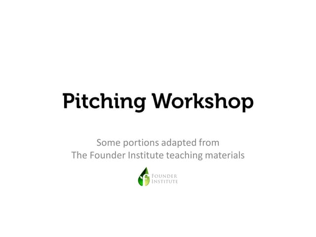 Pitching workshop
