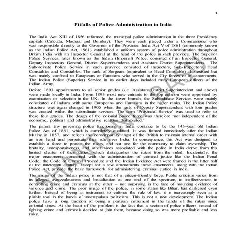 Pitfalls of police administration in india