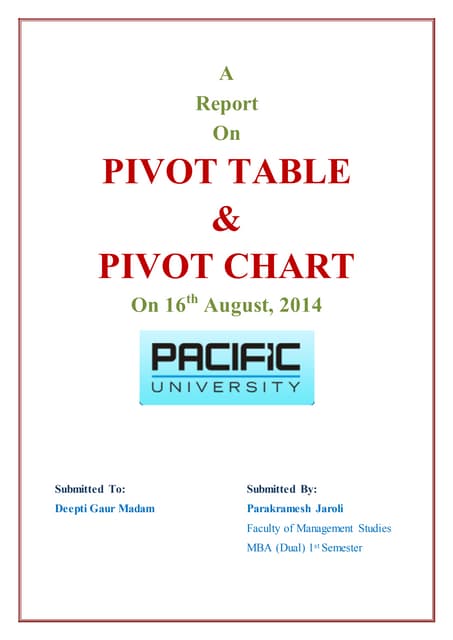 Pivot Table & Chart_Parakramesh Jaroli_Pacific University