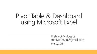 Pivot table  and Dashboard in microsoft excel