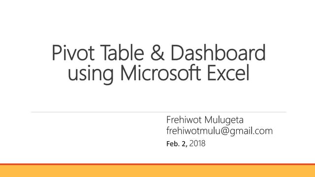 Pivot table  and Dashboard in microsoft excel