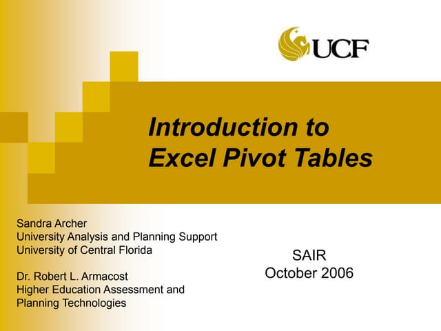 Pivot table presentation