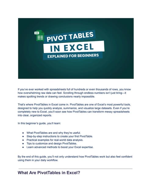 Pivot table presentation | PPT