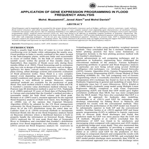 APPLICATION OF GENE EXPRESSION PROGRAMMING IN FLOOD FREQUENCY ANALYSIS