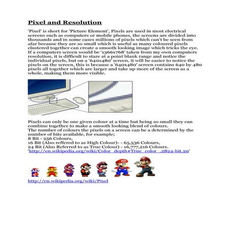Pixel and resolution