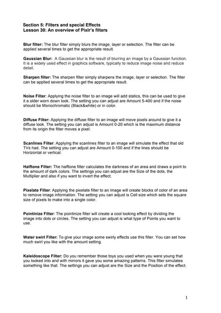 Pixlr: an overview of the filters