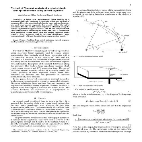 Method of Moment analysis of a printed Archimedian Spiral antenna 