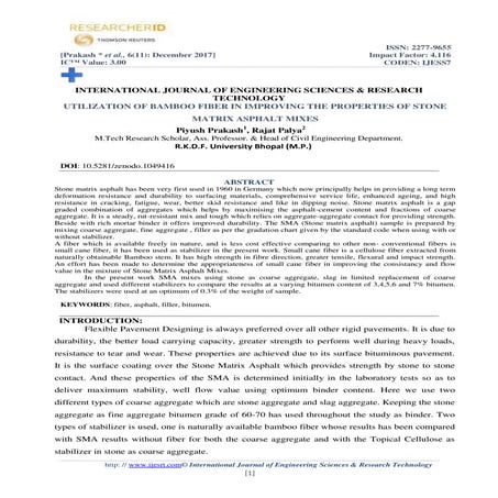UTILIZATION OF BAMBOO FIBER IN IMPROVING THE PROPERTIES OF STONE MATRIX ASPHA...