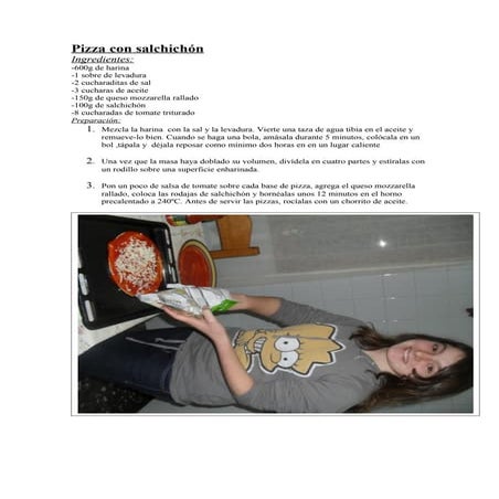 Pizza con salchichon.