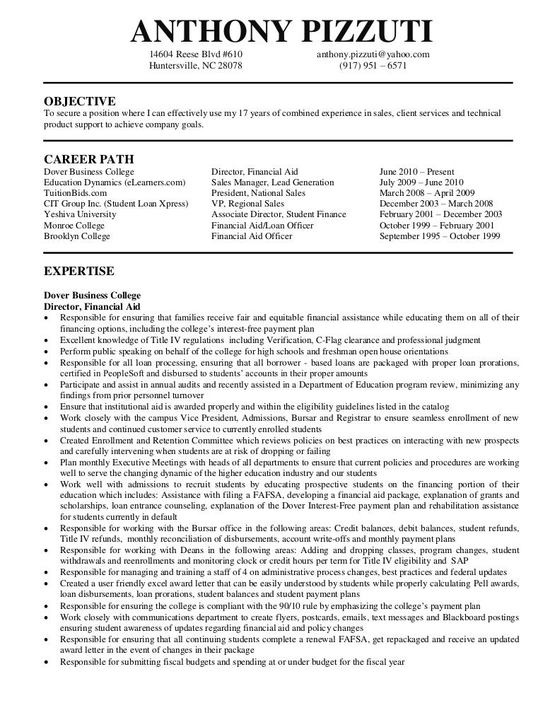 financial aid officer resumes