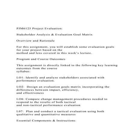PJM6125 Project Evaluation  Stakeholder Analysis & Eval.docx