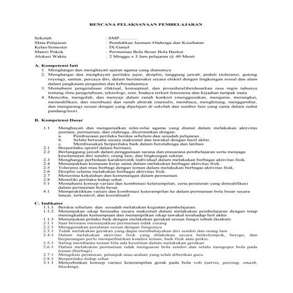 RPP PJOK SMP Kelas IX