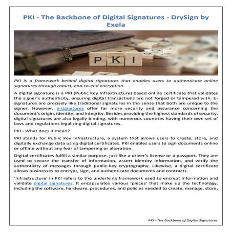 PKI - The Backbone of Digital Signatures - DrySign by Exela