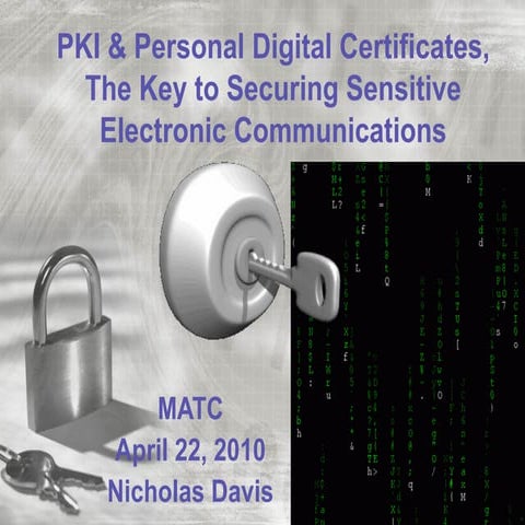 Pki &amp; Personal Digital Certificates, Securing Sensitive Electronic Commun...