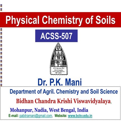 Physical Chemistry of Soil