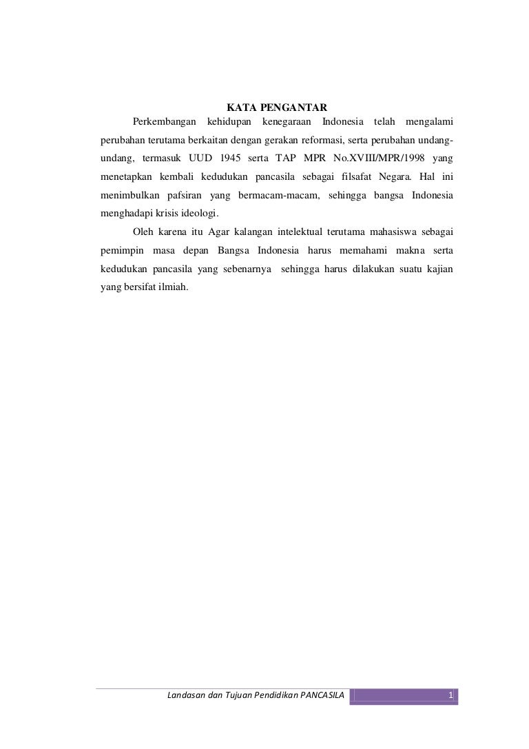 Landasan Dan Tujuan Pendidikan Pancasila