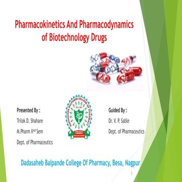 Pharmacokinetics And Pharmacodynamic of Biotechnology Drugs - Trilok Shahare