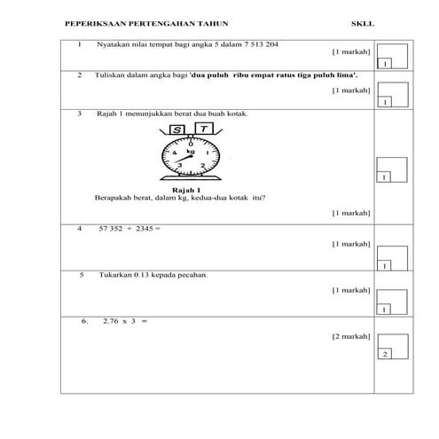 MATEMATIK KERTAS 2 TAHUN 5