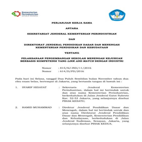 PKS 5 Menteri terkait Vokasi dan SMK