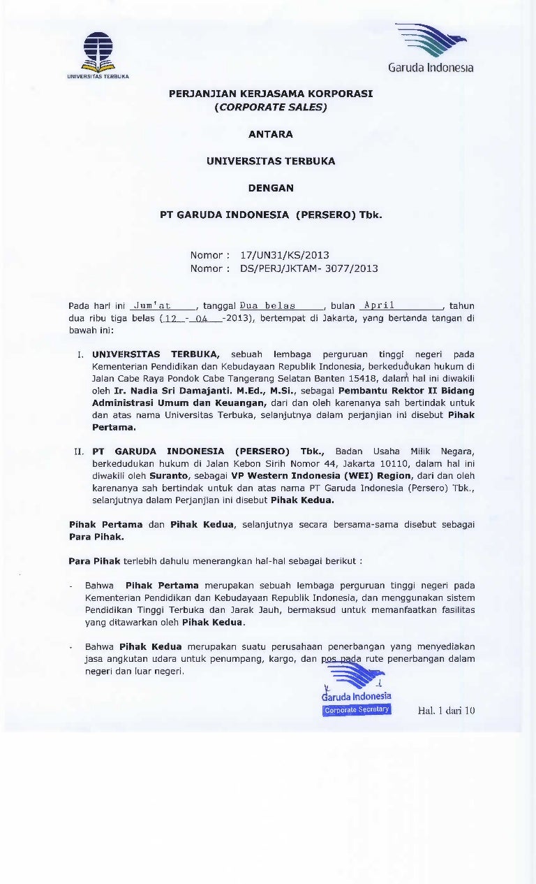 perjanjian kerja sama antara universitas terbuka dengan pt perjanjian kerja sama antara universitas terbuka dengan pt