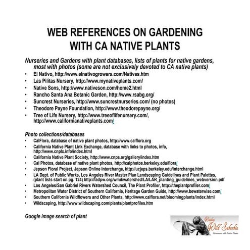 Web References on Gardening with California Native Plants