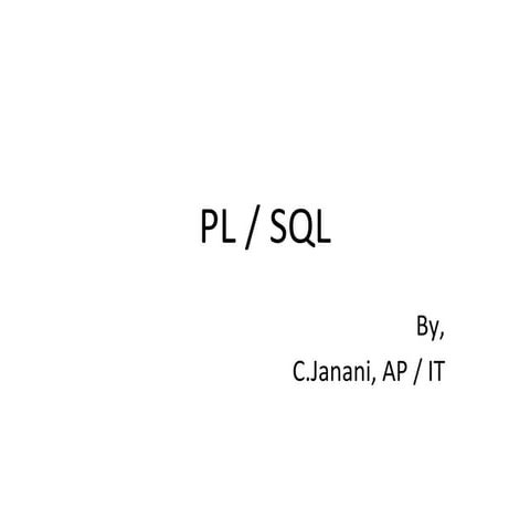 SQL / PL | PPT