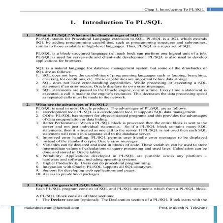Pl sql-ch1 | PDF