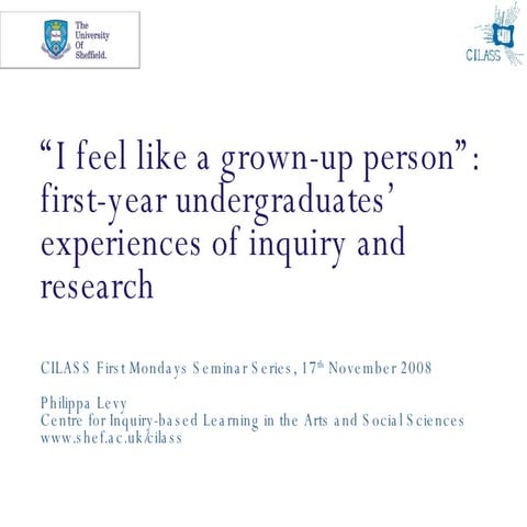 Third Mondays - Research Seminars - Philippa Levy - November 2008