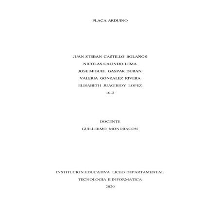 Informe escolar grupal sobre tarjeta arduino