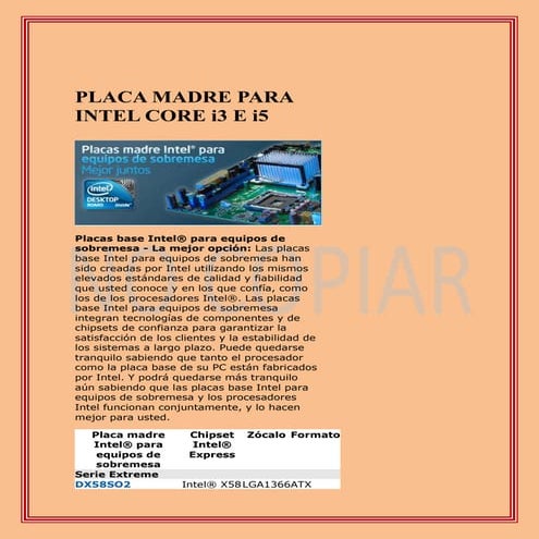 Placa madre para intel core i3 e i5 | DOCX