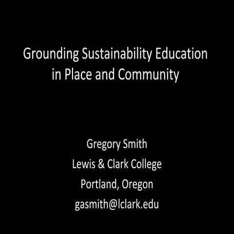 Place and community based education - Prof Greg Smith