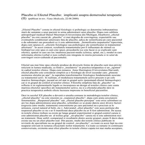Placebo Si Efectul Placebo 2.0