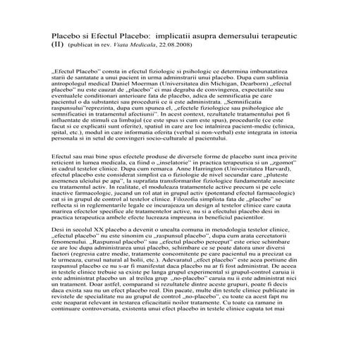 Placebo Si Efectul Placebo 2