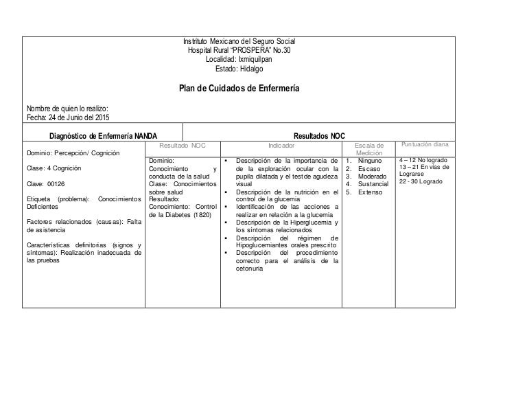 Plan de Cuidados de Enfermería: Diabetes Mellitus (Primer Plan de Cuidados de Enfermería: Diabetes Mellitus (Primer