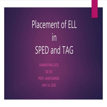 Placement of ELL in SPED and TAG