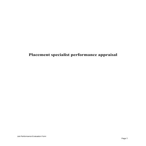 Placement specialist performance appraisal