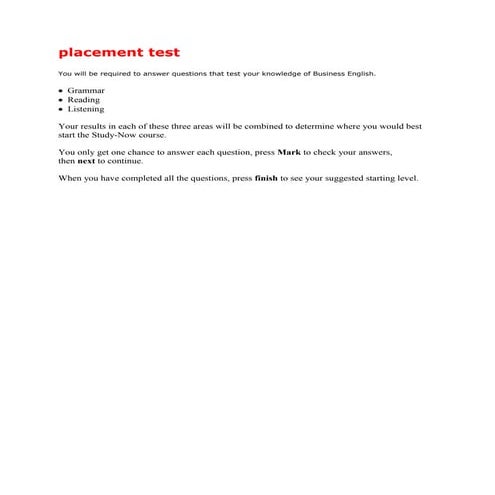 IELTS Placement test Sample