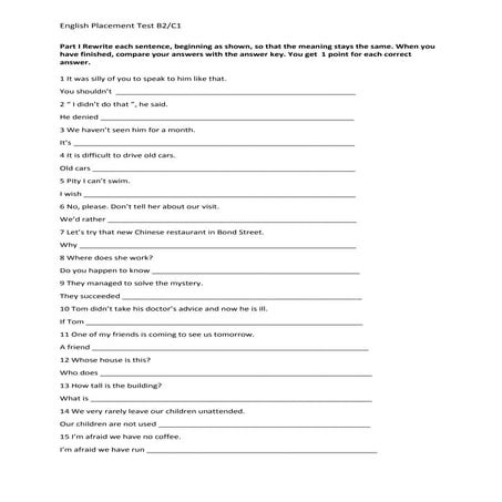 Comprehensive English Placement Test for Language Learners | PDF