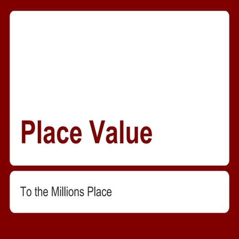 Place Value- Millions