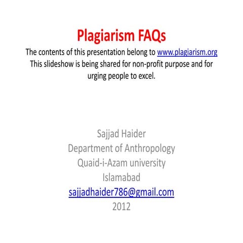 Plagiarism FAQs shared by sajjad haider