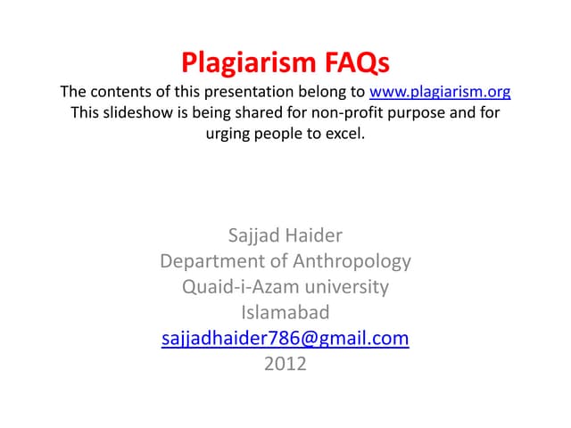 Plagiarism FAQs shared by sajjad haider