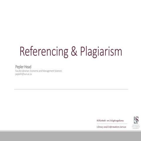 Referencing & Plagiarism