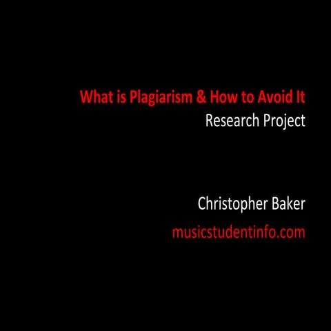 Plagiarism & How to Avoid it